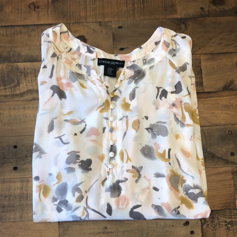 Cynthia Rowley White Floral Blouse